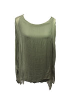Load image into Gallery viewer, Naples Silk & Sequin Top in Green - Feathers Of Italy