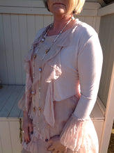 Load image into Gallery viewer, Silk Edged Tie Front Wrap in Pink By Feathers Of Italy