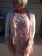 Load image into Gallery viewer, Silk Edged Tie Front Wrap in Pink By Feathers Of Italy