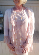 Load image into Gallery viewer, Silk Edged Tie Front Wrap in Pink By Feathers Of Italy