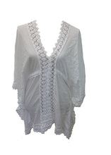Load image into Gallery viewer, Sienna Lace Cotton Kimono in White Made In Italy By Feathers Of Italy One Size - Feathers Of Italy