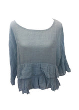 Load image into Gallery viewer, Raffadali Linen Top in Powder Blue Made In Italy By Feathers Of Italy One Size - Feathers Of Italy