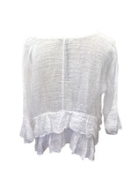 Load image into Gallery viewer, Raffadali Linen Top in White - Feathers Of Italy
