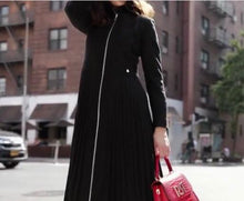 Load image into Gallery viewer, Rinascimento Cappotto Pleated Full Length Coat In Black - Feathers Of Italy