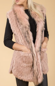 Fur Gilet in Dusky Pink - Feathers Of Italy 