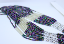 Load image into Gallery viewer, Silver and Multi Coloured Purple and Blue Mix Bead Necklace - by Feathers Of Italy - Feathers Of Italy