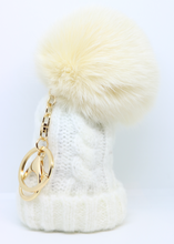 Load image into Gallery viewer, Limited Edition Bobble Hat Pom Pom Key Ring in Green or White - By Feathers Of Italy - Feathers Of Italy