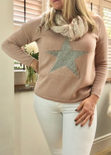 Load image into Gallery viewer, Star Fine Knit Jumper In Pink With Silver Heart Made In Italy by Feathers Of Italy - Feathers Of Italy