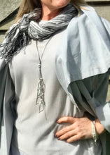 Load image into Gallery viewer, Pisa Scarf Stone and Grey Silk and Cotton Scarf Made In Italy by Feathers Of Italy - Feathers Of Italy