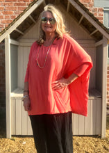 Load image into Gallery viewer, Gauli Oversized Fine Knit Top in Orange Made In Italy by Feathers Of Italy One Size - Feathers Of Italy