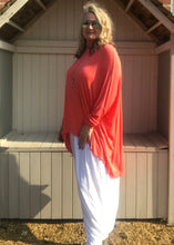 Load image into Gallery viewer, Gauli Oversized Fine Knit Top in Orange Made In Italy by Feathers Of Italy One Size - Feathers Of Italy