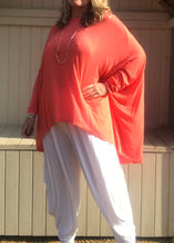 Load image into Gallery viewer, Gauli Oversized Fine Knit Top in Orange Made In Italy by Feathers Of Italy One Size - Feathers Of Italy