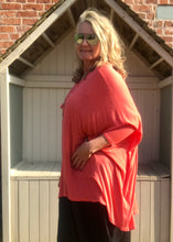 Load image into Gallery viewer, Gauli Oversized Fine Knit Top in Orange Made In Italy by Feathers Of Italy One Size - Feathers Of Italy