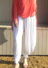 Load image into Gallery viewer, Jersey Hareem Trousers in White, Black, Silver and Sky Blue, Made In Italy by Feathers Of Italy One Size - Feathers Of Italy