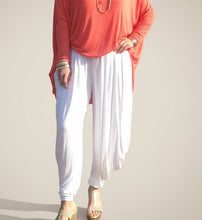Load image into Gallery viewer, Jersey Hareem Trousers in White, Black, Silver and Sky Blue, Made In Italy by Feathers Of Italy One Size - Feathers Of Italy