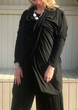 Load image into Gallery viewer, Multi-Wear Soft Drape Jersey Cotton Jacket/ Top in Black Made In Italy by Feathers Of Italy One SIze - Feathers Of Italy