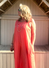 Load image into Gallery viewer, Linen Jumpsuit - in Orange Made in Italy by Feathers Of Italy One Size - Feathers Of Italy