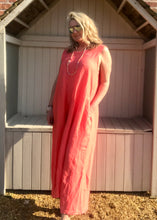 Load image into Gallery viewer, Linen Jumpsuit - in Orange Made in Italy by Feathers Of Italy One Size - Feathers Of Italy