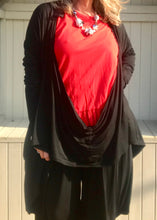 Load image into Gallery viewer, Multi-Wear Soft Drape Jersey Cotton Jacket/ Top in Black Made In Italy by Feathers Of Italy One SIze - Feathers Of Italy