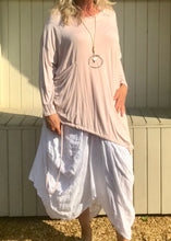 Load image into Gallery viewer, Jersey Asymmetric Round Neck Top in Pink Made In Italy By Feathers Of Italy - Feathers Of Italy