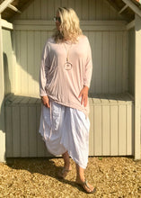 Load image into Gallery viewer, Jersey Asymmetric Round Neck Top in Pink Made In Italy By Feathers Of Italy - Feathers Of Italy