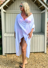 Load image into Gallery viewer, Multi-Wear Soft Drape 100% Cotton Beach Jacket in White Made In Italy by Feathers Of Italy One SIze - Feathers Of Italy