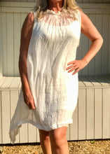 Load image into Gallery viewer, Pure Silk Halter Neck Sundress in Vanilla Made In Italy One Size - Feathers Of Italy