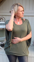 Load image into Gallery viewer, Gauli Oversized Double Top with Batwing Sleeves in Green made In Italy by Feathers Of Italy One Size - Feathers Of Italy