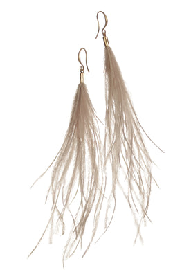 Birds of A Feather Earrings - Worn Gold / Natural - Feathers Of Italy 