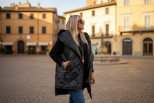 Load image into Gallery viewer, Naples Long Gilet in Black | Feathers Of Italy