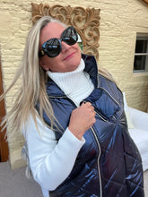 Load image into Gallery viewer, Romarno Long Gilet Metallic Blue - Feathers Of Italy