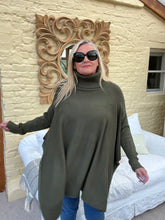 Load image into Gallery viewer, Milan Poncho Tunic Jumper Khaki Green | Feathers Of Italy