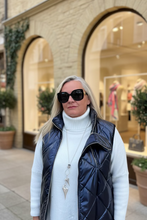 Load image into Gallery viewer, Romarno Long Gilet Metallic Blue - Feathers Of Italy