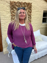 Load image into Gallery viewer, Pietro Lana Fine Knit in Mulberry | Feathers Of Italy