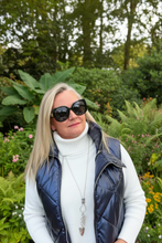 Load image into Gallery viewer, Romarno Long Gilet Metallic Blue - Feathers Of Italy
