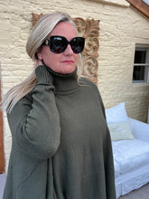Load image into Gallery viewer, Milan Poncho Tunic Jumper Khaki Green | Feathers Of Italy