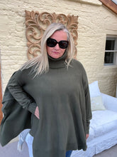 Load image into Gallery viewer, Milan Poncho Tunic Jumper Khaki Green | Feathers Of Italy
