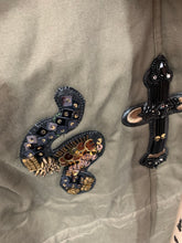 Load image into Gallery viewer, Fur Hood Parker Gilet with sequinned detail in Green - Feathers Of Italy