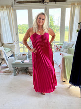 Load image into Gallery viewer, Pleated Halter Neck Maxi Dress in Fuchsia Pink One Size | Feathers Of Italy