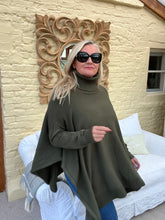 Load image into Gallery viewer, Milan Poncho Tunic Jumper Khaki Green | Feathers Of Italy
