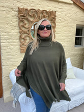 Load image into Gallery viewer, Milan Poncho Tunic Jumper Khaki Green | Feathers Of Italy