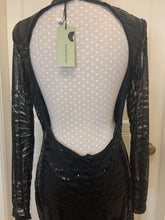 Load image into Gallery viewer, Black Sequined Backless Dress