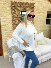 Load image into Gallery viewer, Rolled Neck Relaxed Style Jumper In Winter Cream | Feathers Of Italy