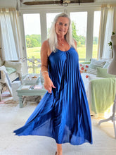 Load image into Gallery viewer, Pleated Halter Neck Maxi Dress in Colbolt Blue One Size | Feathers Of Italy