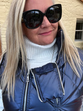 Load image into Gallery viewer, Romarno Long Gilet Metallic Blue | Feathers Of Italy
