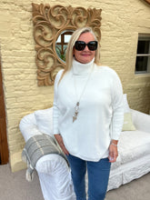 Load image into Gallery viewer, Rolled Neck Relaxed Style Jumper In Winter Cream | Feathers Of Italy