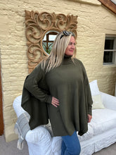 Load image into Gallery viewer, Milan Poncho Tunic Jumper Khaki Green | Feathers Of Italy
