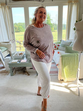 Load image into Gallery viewer, Positano Long Sleeved Cotton T Shirt with Diamanté Star Pocket Detail