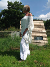 Load image into Gallery viewer, Vintage Silk Top in Vanilla With Embroidered Edge Detail With Under Top Cami - Feathers Of Italy