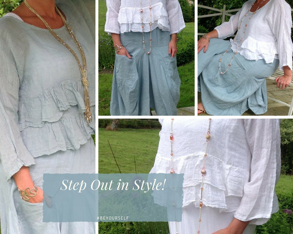 Step out in style this summer with our easy to wear linen dresses skirts and tops 